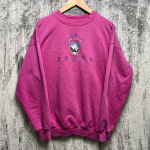 Vintage 90s Canada Banff Pink Embroidered Crew Neck Sweatshirt Men's Large